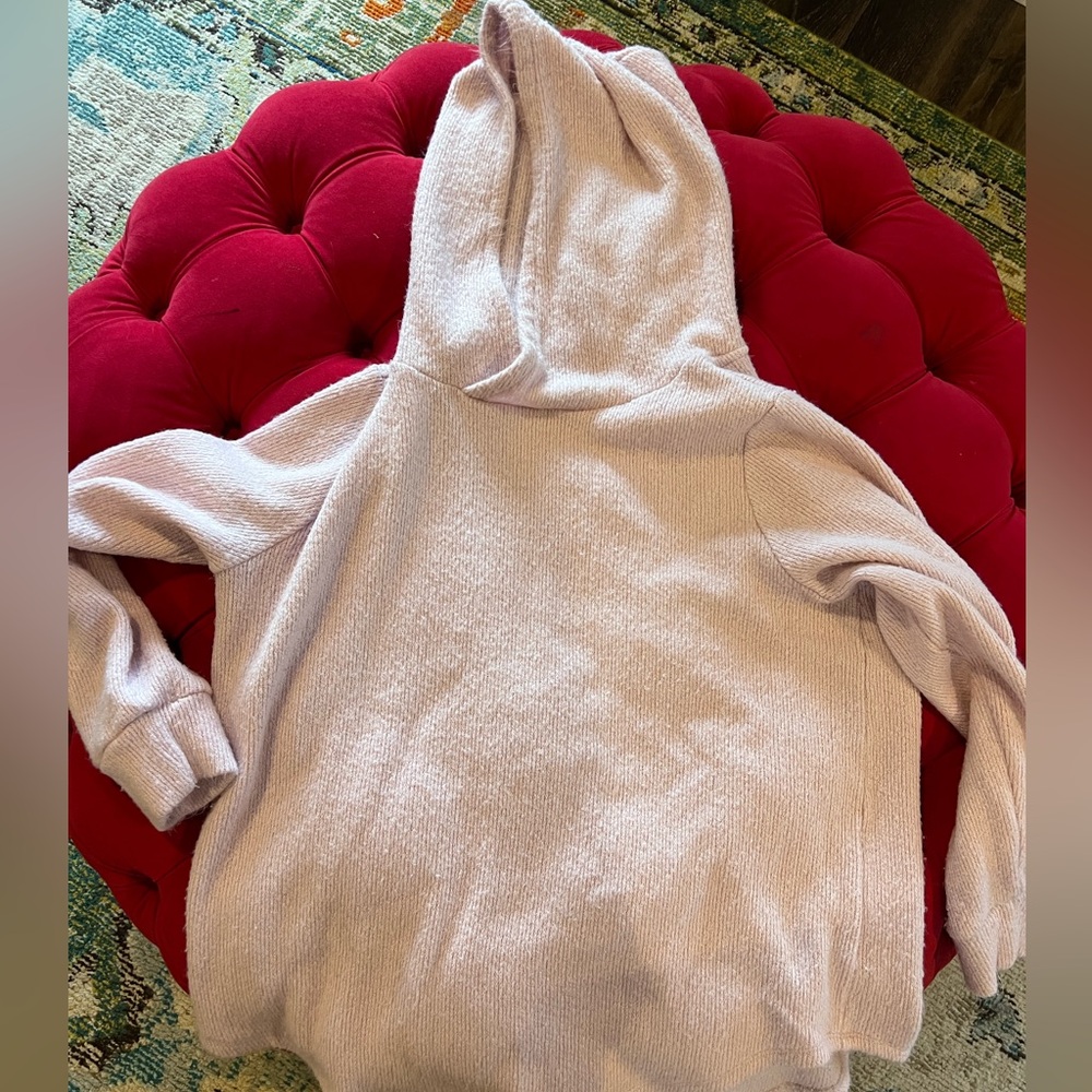 LOFT Fuzzy Warm Light Pink Hoodie LP